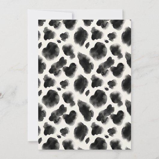Black and White Cow Print Pattern 招待状 (裏面)