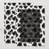 Black and White Cow Print Pattern 招待状 (正面/裏面)