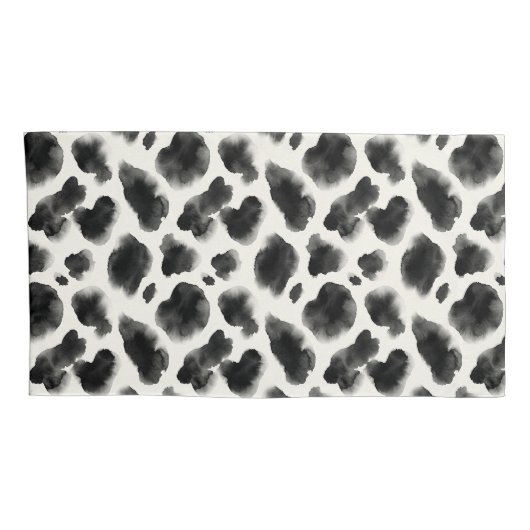 Black and White Cow Print Pattern 枕カバー (裏面-右)