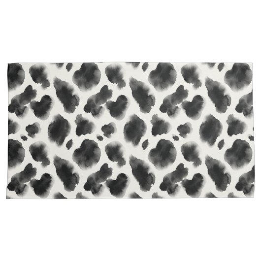 Black and White Cow Print Pattern 枕カバー (正面右)