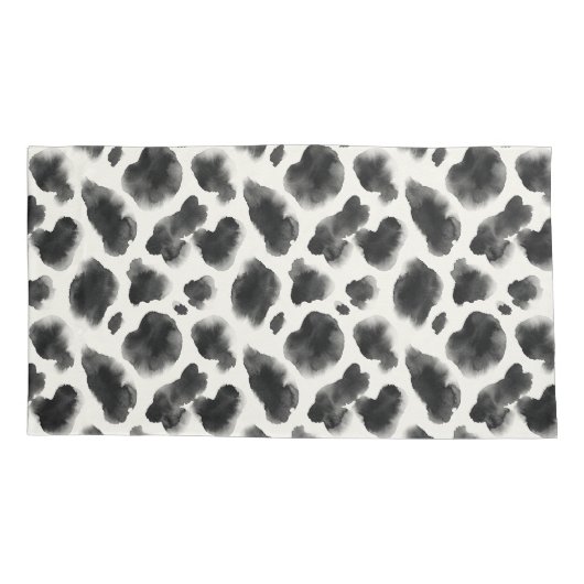 Black and White Cow Print Pattern 枕カバー (裏面-左)