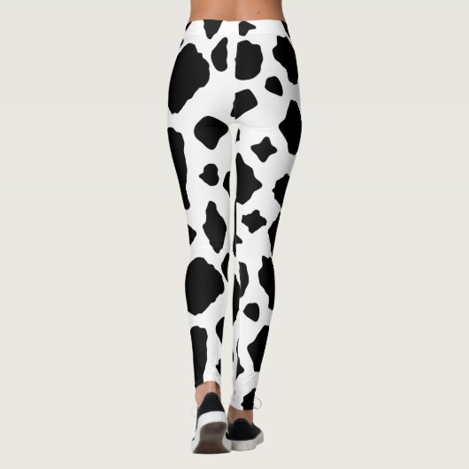 Black and White Cow Print Pattern Cute レギンス (裏面)