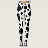 Black and White Cow Print Pattern Cute レギンス (正面)