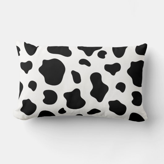 Black and White Cow Print Pillow Decorative  ランバークッション (正面)