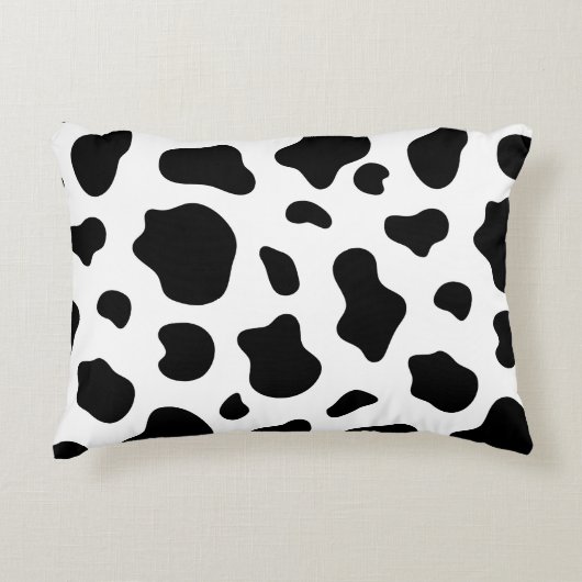 Black and White Cow Print Pillow Decorative Farmho アクセントクッション (正面)