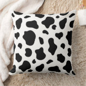Black and White Cow Print Pillow Decorative Farmho クッション (ブランケット)