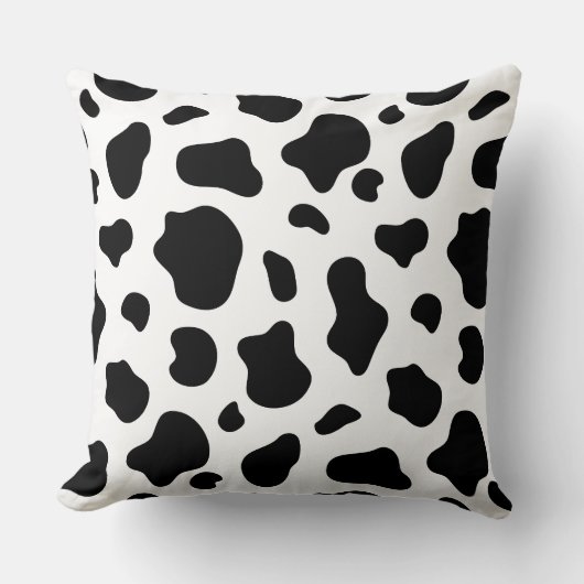 Black and White Cow Print Pillow Decorative Farmho クッション (正面)
