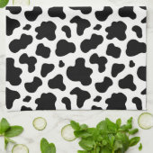 Black And White Cow Print Western Cowboy Southern キッチンタオル (折り畳み)