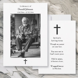 Black and White Cross and Poem Photo Memorial カード