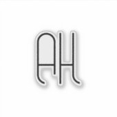 Black and white custom initials simple シール (正面)