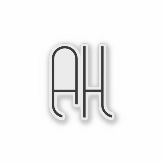 Black and white custom initials simple シール (正面)