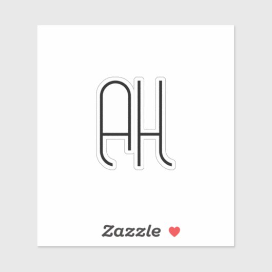 Black and white custom initials simple シール (シート)