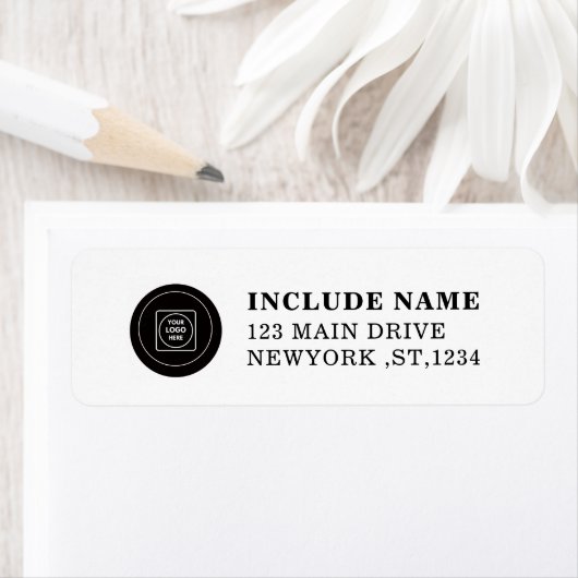 Black and White Custom Logo Address Labels ラベル (インサイチュ)
