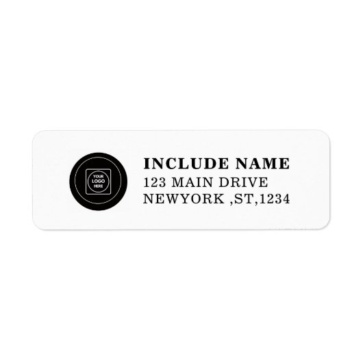 Black and White Custom Logo Address Labels ラベル (正面)