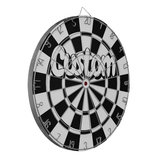 Black And White Customizable Text ダーツボード (正面左)
