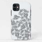 Black and white cute floral drawing Case-Mate iPhoneケース (裏面)