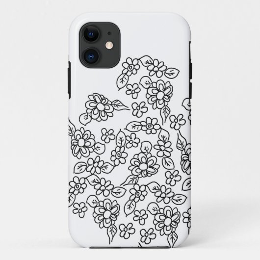 Black and white cute floral drawing Case-Mate iPhoneケース (裏面)