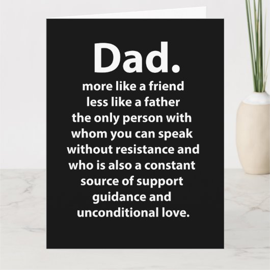 Black and White Dad Daddy Quote カード (正面)