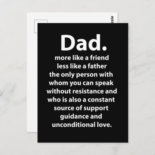 Black and White Dad Daddy Quote  ポストカード (正面/裏面)