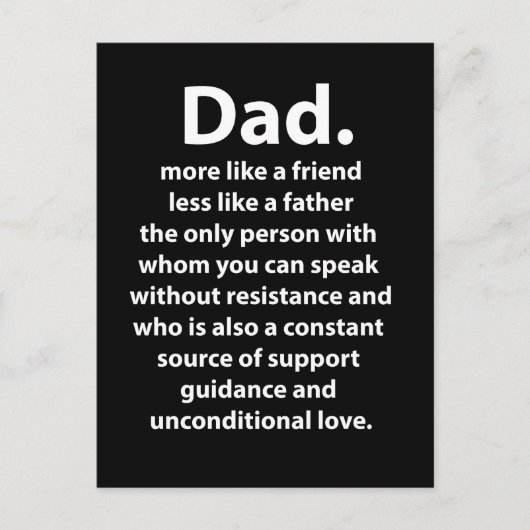 Black and White Dad Daddy Quote  ポストカード (正面)