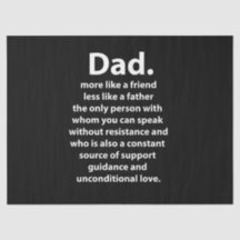 Black and White Dad Daddy Quote Birthday