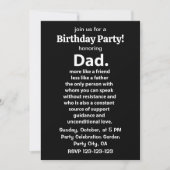 Black and White Dad Daddy Quote Birthday Party 招待状 (正面)
