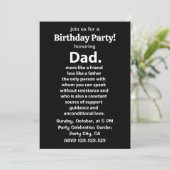 Black and White Dad Daddy Quote Birthday Party 招待状 (スタンド正面)