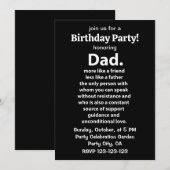 Black and White Dad Daddy Quote Birthday Party 招待状 (正面/裏面)