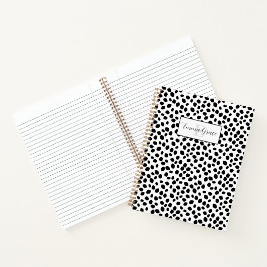 Black and white Dalmatian spot pattern notebook ノートブック (内部)
