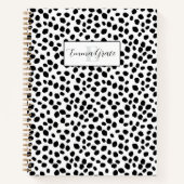 Black and white Dalmatian spot pattern notebook ノートブック (正面)