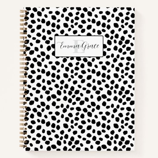 Black and white Dalmatian spot pattern notebook ノートブック (正面)
