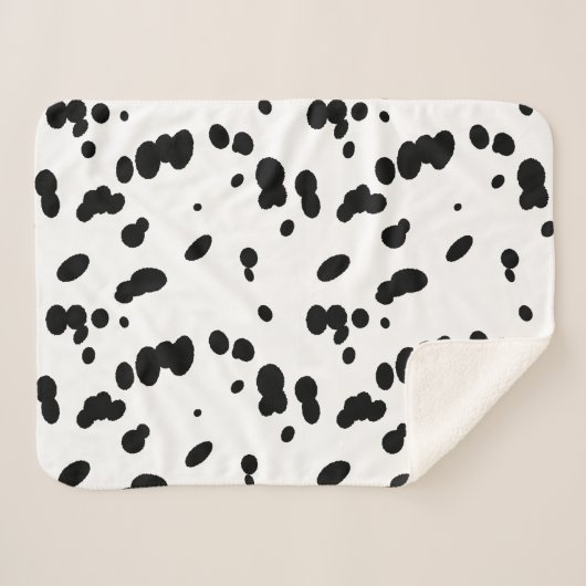 Black and White Dalmatian Spots Dog Fur シェルパブランケット (正面(横))