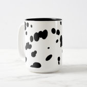 Black and White Dalmatian Spots Dog Fur  ツートーンマグカップ (正面左)