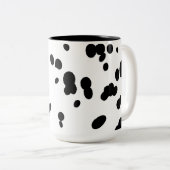 Black and White Dalmatian Spots Dog Fur  ツートーンマグカップ (正面右)