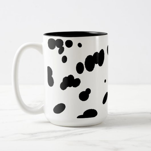 Black and White Dalmatian Spots Dog Fur  ツートーンマグカップ (左)