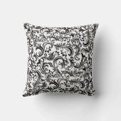 Black and White Damask Pattern Custom Wedding クッション (裏面)