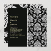 Black and White Damask Wedding Invitation 招待状 (正面/裏面)