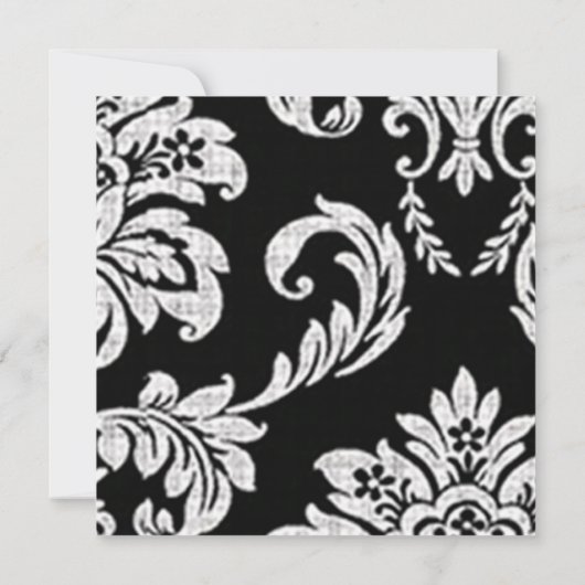 Black and White Damask Wedding Invitation 招待状 (裏面)