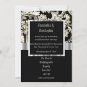 Black and white damask wedding photo invitation 招待状 (正面)