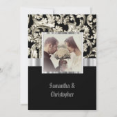 Black and white damask wedding photo invitation 招待状 (裏面)