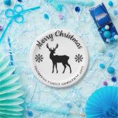 Black And White Deer And Snowflakes Holiday Party ペーパープレート (パーティー)