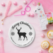 Black And White Deer And Snowflakes Holiday Party ペーパープレート (パーティー)