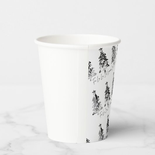 black and white design christmas trees 紙コップ (右)