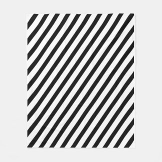 Black and White Diagonal Stripes フリースブランケット