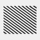 Black and White Diagonal Stripes フリースブランケット (正面(横))