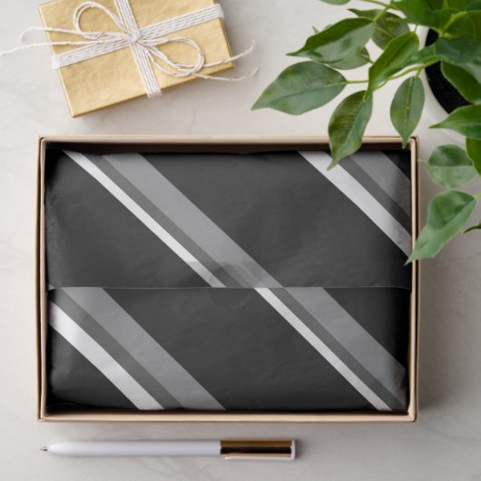Black and White Diagonal Stripes Tissue Wrap Paper 薄葉紙 (ギフト)