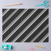 Black and White Diagonal Stripes Tissue Wrap Paper 薄葉紙 (クラフト)