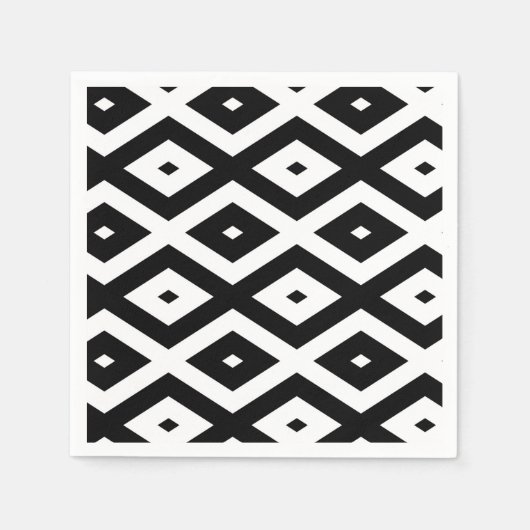 Black and white diamond pattern スタンダードカクテルナプキン (正面)