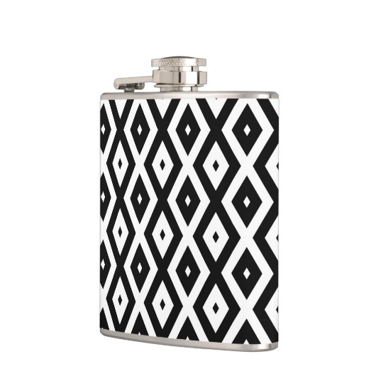 Black and white diamond pattern フラスク (左)