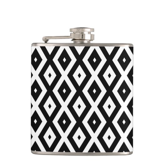 Black and white diamond pattern フラスク (正面)